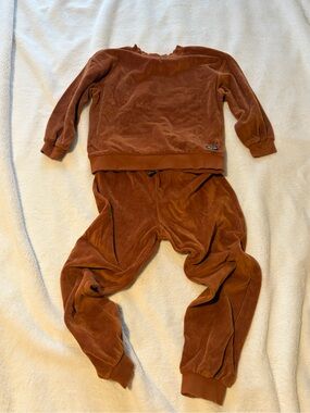 H&M Kids Rust Brown Velour Matching Sweatshirt & Joggers Set